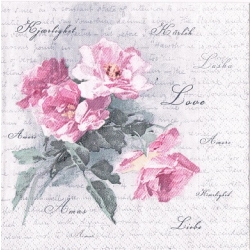Serwetka -1572- kwiaty love  Sagen Vintage / wzór 4-krotny